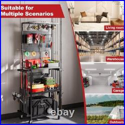 Fishing Rod Holders for Garage, Fishing Rod Storage Rack with Hooks & Wheels