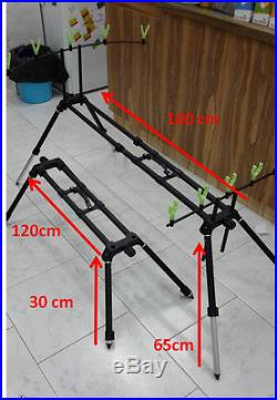 Fishing Rod Pod Carp Aluminum U+V Holders + Case-Stand for 5 Rods S. I. L