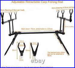 Fishing Rod Pod Stand Adjustable 3 Bite Alarms Swinger Set Carp Rod Holder Kit
