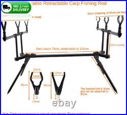 Fishing Rod Pod Stand Adjustable 3 Bite Alarms Swinger Set Carp Rod Holder Kit