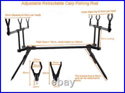 Fishing Rod Pod Stand Adjustable 3 Bite Alarms Swinger Set Carp Rod Holder Kit