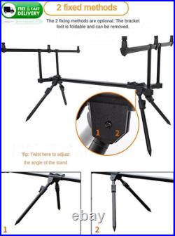 Fishing Rod Pod Stand Adjustable 3 Bite Alarms Swinger Set Carp Rod Holder Kit