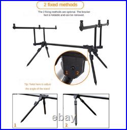 Fishing Rod Pod Stand Adjustable 3 Bite Alarms Swinger Set Carp Rod Holder Kit