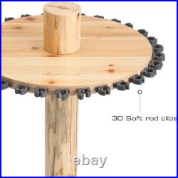Fishing Rod Rack 30 Rod Holder Wooden Spinning Stand 360 Degree Swivel Storage