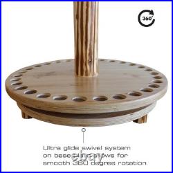 Fishing Rod Rack 30 Rod Holder Wooden Spinning Stand 360 Degree Swivel Storage