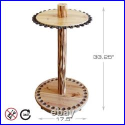 Fishing Rod Rack 30 Rod Holder Wooden Spinning Stand 360 Degree Swivel Storage