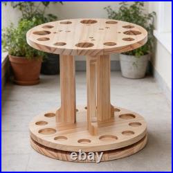 Fishing Rod Rack 360 Degree Rotating Wood Pole Holder Fishing Gear 12 Holes