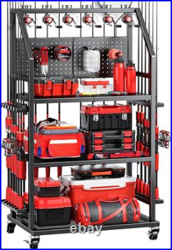 Fishing Rod Rack Metal 3 Tier 20 Rod Holder with Wheels Garage Storage Organizer