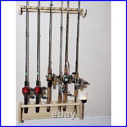 Fishing Rod Rack, Wall Mount Pole Holder, 22 Wide, 10 Rod Capacity, Solid Po