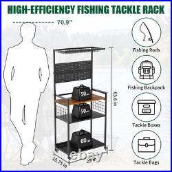 Fishing Rod Storage Rack Rolling Tackle Cart for Rods Reels Tackle Boxes Bags