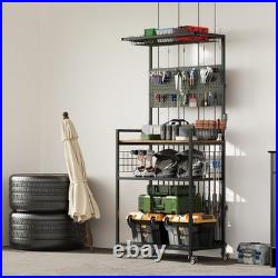 Fishing Rod Storage Rack Rolling Tackle Cart for Rods Reels Tackle Boxes Bags