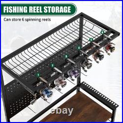 Fishing Rod Storage Rack Rolling Tackle Cart for Rods Reels Tackle Boxes Bags