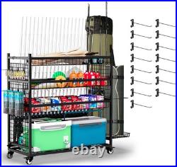 Fishing Rod Storage With 15 Hooks For Garage, 45.2in Extra Large Fishing