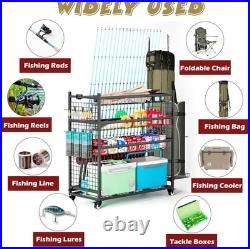 Fishing Rod Storage With 15 Hooks For Garage, 45.2in Extra Large Fishing