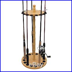 Fishing Spinning Rod Holder Portable 16-Rods Storage Organizer Rack Wood Hanger