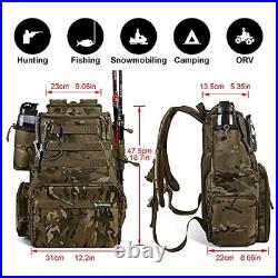 Fishing Tackle Backpack 2 Fishing Rod Holders with 4 Tackle Boxes Large