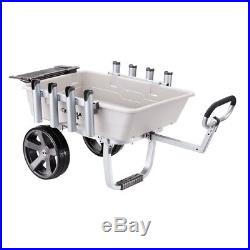 Fishing Utility Cart Beach Equipment Holder Marine Pier Rods Rolling Wheels With