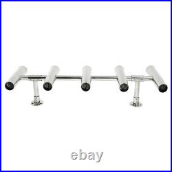 For Boat/Yacht 5 Tube Stainless Steel Marine Fishing Rod Holder Deck Mount NEW