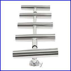 For Boat/Yacht 5 Tube Stainless Steel Marine Fishing Rod Holder Deck Mount US