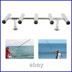 For Boat/Yacht 5 Tube Stainless Steel Marine Fishing Rod Holder Deck Mount US