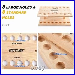 Goture 16-Rod Wooden Wall-Mount Rod Holder Rack Square, Two-Tier