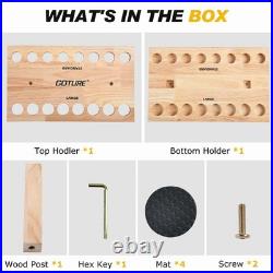 Goture 16-Rod Wooden Wall-Mount Rod Holder Rack Square, Two-Tier