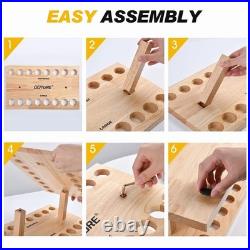 Goture 16-Rod Wooden Wall-Mount Rod Holder Rack Square, Two-Tier