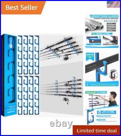 H5 Horizontal Fishing Rod Holders Wall/Ceiling Mount, Holds 20 Rods, Blue C