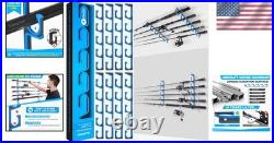 H5 Horizontal Fishing Rod Holders Wall/Ceiling Mount, Holds 20 Rods, Blue C