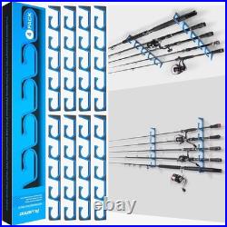 H5 Horizontal Fishing Rod Holders Wall/Ceiling Mount, Holds 20 Rods, Blue C