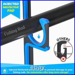 H5 Horizontal Fishing Rod Holders Wall/Ceiling Mount, Holds 20 Rods, Blue C