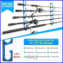 H5 Horizontal Fishing Rod Holders Wall/Ceiling Mount, Holds 20 Rods, Blue C