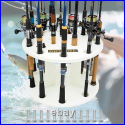 HDPE Fishing Rod Holder Rack for 12 Rods, Rotating Pole Storage Organizer with S