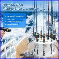 HDPE Fishing Rod Holder Rack for 12 Rods, Rotating Pole Storage Organizer with S