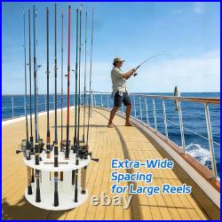 HDPE Fishing Rod Holder Rack for 12 Rods, Rotating Pole Storage Organizer with S