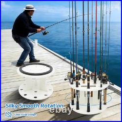 HDPE Fishing Rod Holder Rack for 12 Rods, Rotating Pole Storage Organizer with S