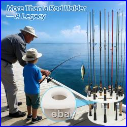 HDPE Fishing Rod Holder Rack for 12 Rods, Rotating Pole Storage Organizer with S