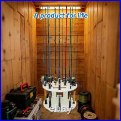 HDPE Fishing Rod Holder Rack for 12 Rods, Rotating Pole Storage Organizer with S