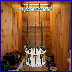 HDPE Fishing Rod Holder Rack for 12 Rods, Rotating Pole Storage Organizer with S