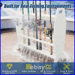 HDPE Fishing Rod Holder Rack for 24 Rods, Heavy-Duty Pole Storage Organizer with