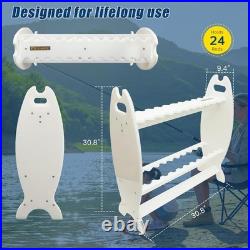 HDPE Fishing Rod Holder Rack for 24 Rods, Heavy-Duty Pole Storage Organizer with