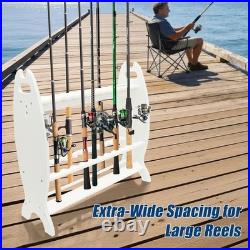 HDPE Fishing Rod Holder Rack for 24 Rods, Heavy-Duty Pole Storage Organizer with