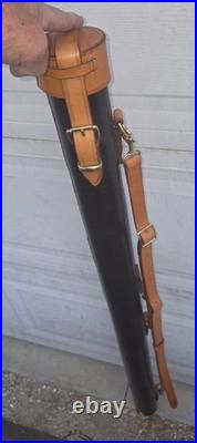 Handmade Custom Leather Fly Rod Holder/ Tube with Handle & Shoulder Strap. 48