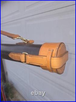 Handmade Custom Leather Fly Rod Holder/ Tube with Handle & Shoulder Strap. 48