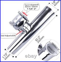 Heavy Duty 316 Stainless Boat Fishing Rod Holder 2X Adjustable Clamp-On Mount