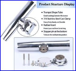 Heavy Duty 316 Stainless Boat Fishing Rod Holder 2X Adjustable Clamp-On Mount