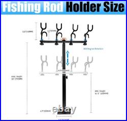 Heavy Duty Aluminum Boat Fishing Rod Holder 4 Pole Rack Adjustable 360 Rotation