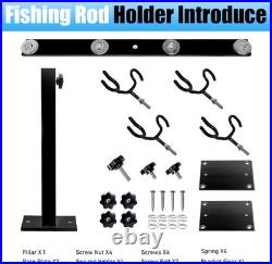 Heavy Duty Aluminum Boat Fishing Rod Holder 4 Pole Rack Adjustable 360 Rotation