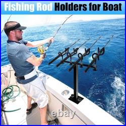 Heavy Duty Aluminum Boat Fishing Rod Holder 4 Pole Rack Adjustable 360 Rotation