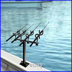 Heavy Duty Aluminum Boat Fishing Rod Holder 4 Pole Rack Adjustable 360 Rotation
